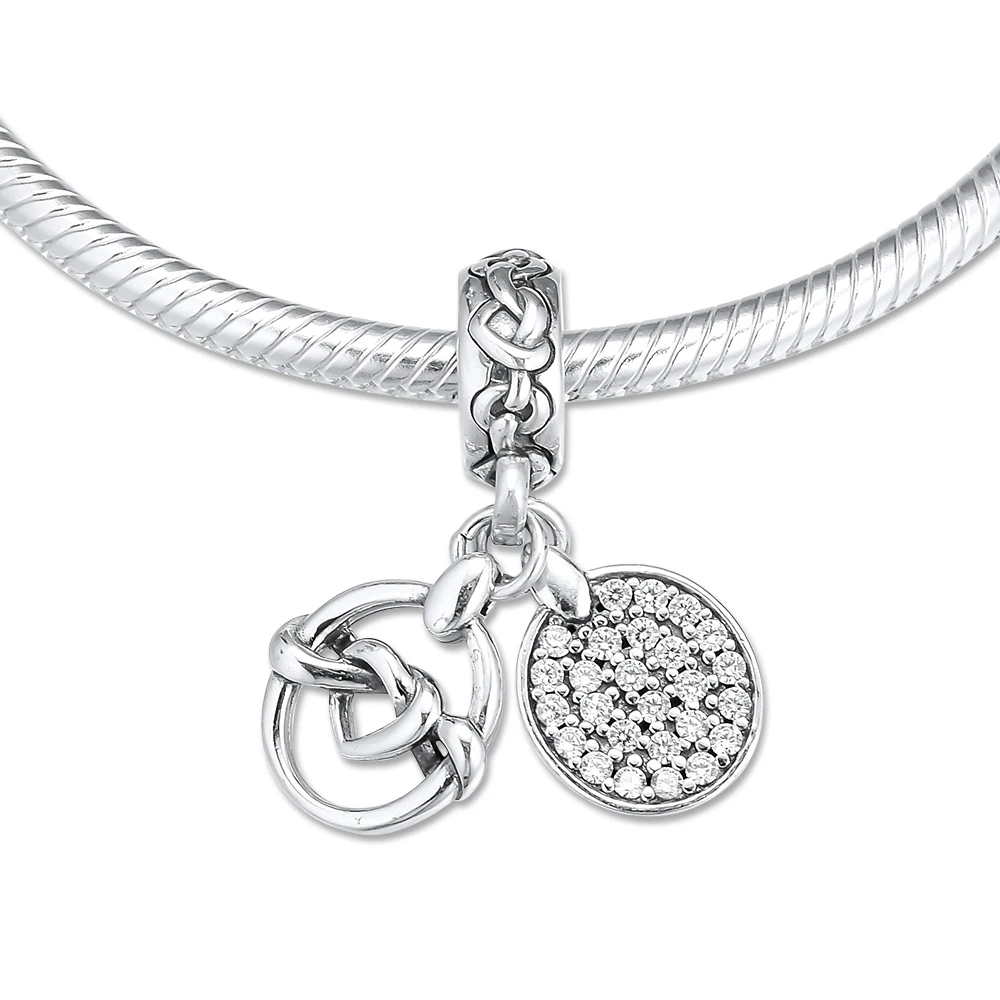 

CKK Silver 925 Jewelry Knotted Heart Dangle Charm Beads Fits Original Bracelets Sterling Silver Making