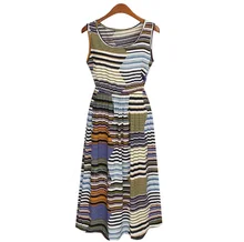 Yibaka 2017 Europe and the United States new summer Bohemian long women dress round neck sleeveless printing summer dress women