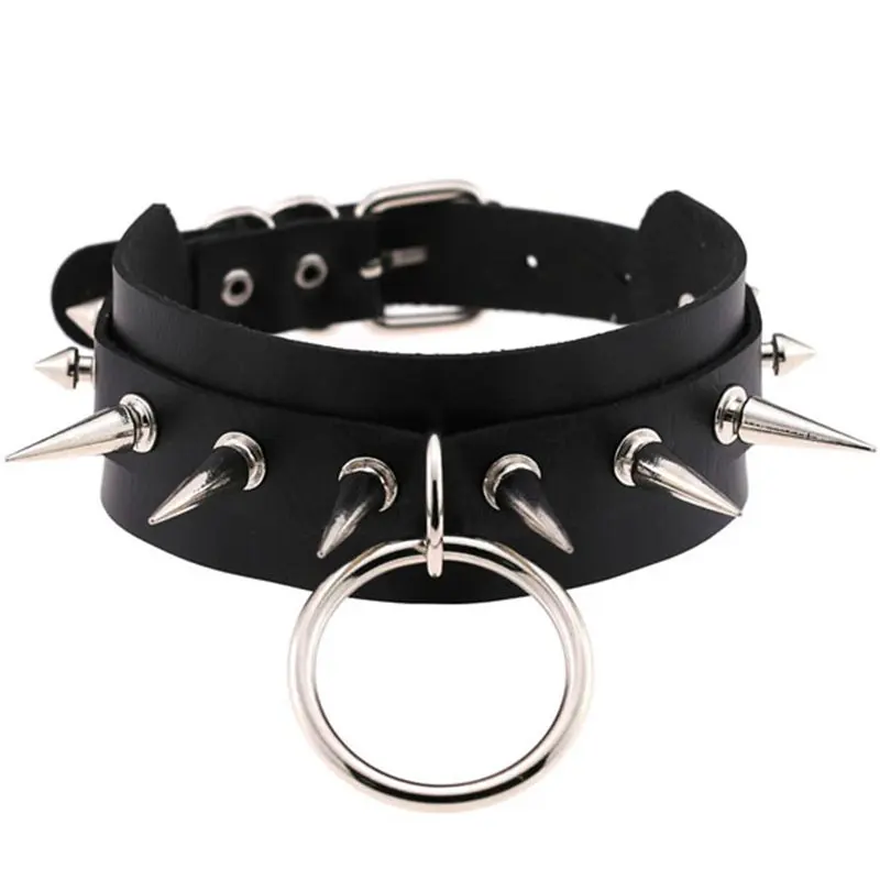 

Harajuku Leather Punk Rock Gothic Women Men Chokers Leather Silver Spike Rivet Stud Collar Jewelry Party Necklace Accessorise