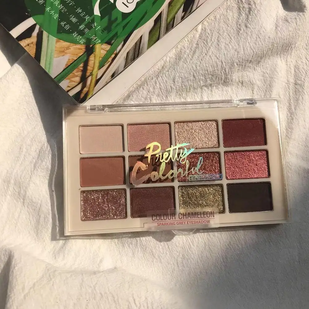 

Yfashion 12 Colors Eyeshadow Shimmer Metallic Waterproof Palette Cosmetics Tool Cream Easy Wear Eyes Makeup Pigmented Eyeshadow
