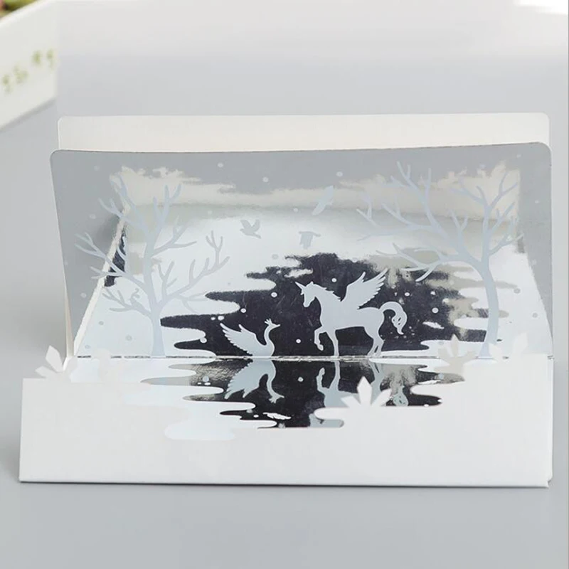1pc Creative Birthday Chinese New Year Thanksgiving Day Card With Envelope Dream Mirror Greeting Card Christmas Birthday Gift