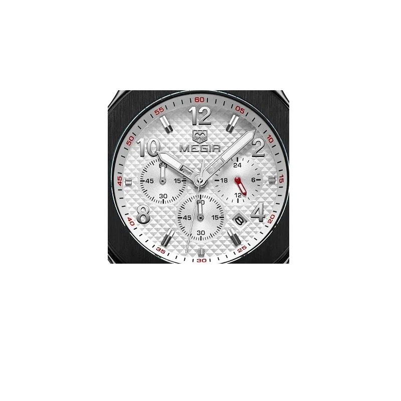 Спортивные часы MEGIR с хронографом, мужские креативные армейские военные кварцевые часы с большим циферблатом, мужские наручные часы, мужские часы - Цвет: 2050 White OPP BAG