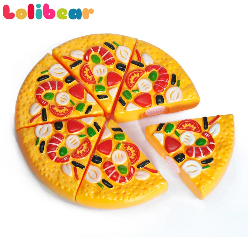 

6pcs/pack Mini Food Fake Pizza Toys Kids Pretend Play Slicing Plastic Birthday Cake Set Goods For Girls Boys Kitchen Party Toys