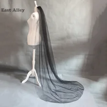 1 Слои tacons/чёрные и неподшитой кромкой свадебная вуаль свадебные аксессуары вуаль де-Мари Длинная фата невесты с гребнем