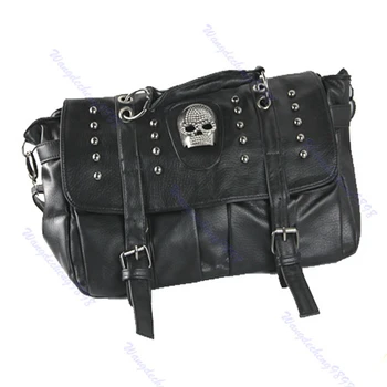 

THINKTHENDO Popular Fashion Womens Personalise Punk Rivet Skull Shoulder Bag Handbag Black 2018 Newest
