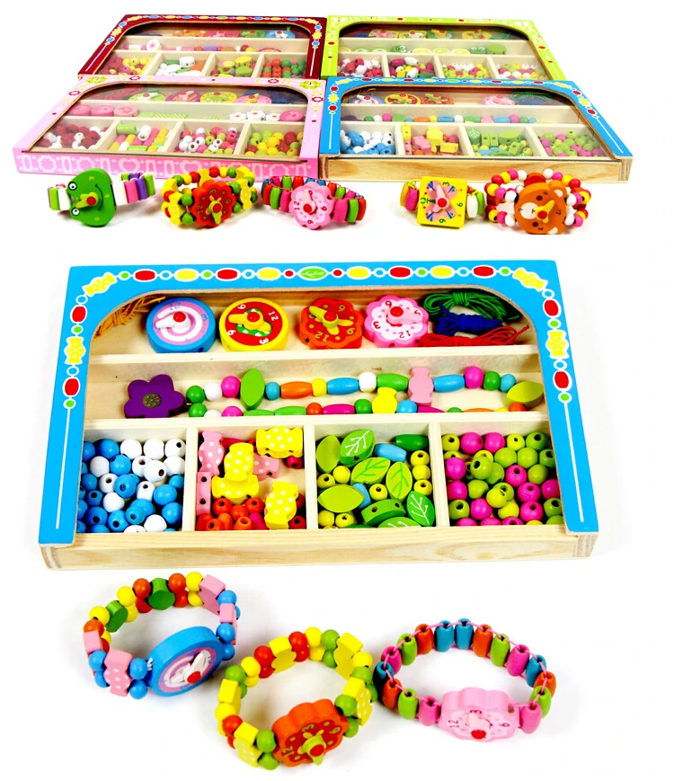 150pcs/set Wooden Educational toys beaded necklace baby Kids Toys