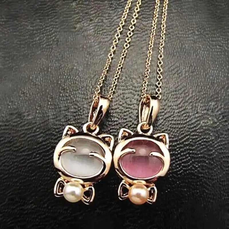 Женская цепочка с опалом и котом на свитер ювелирное изделие 4ND19|sweater chain|chain for