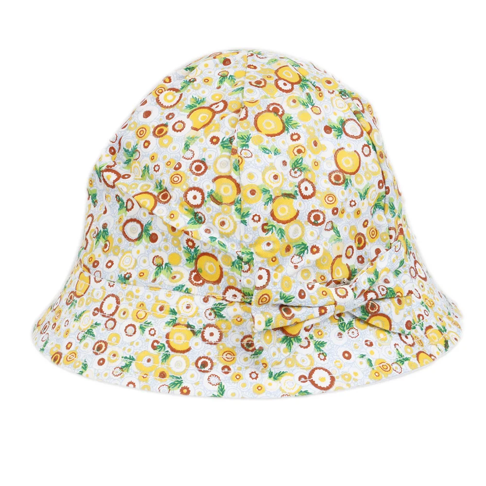 

Hats & Caps Flower Printed Cotton Baby Summer Hat Kids Girls Cute Bow Knot Cap Sun Bucket Hats Fashion Double Sided can Wear