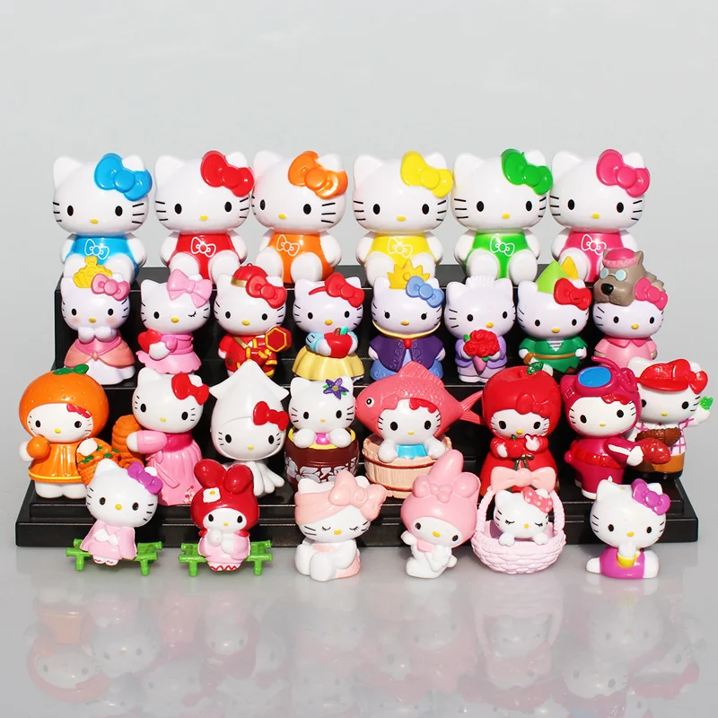 5Sets/Lot Anime Cartoon KT HELLO KITTY Figures Hollow HelloKitty PVC