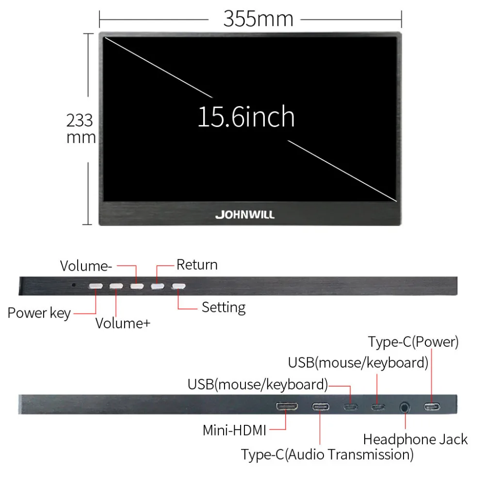 15,6 дюймов 2 Тип-C 2 USB-C Сенсорный экран 1920*1080 портативный монитор HDMI Порты и разъёмы для Raspberry Pi PS3/PS4 Тонкий HD ЖК-дисплей Дисплей