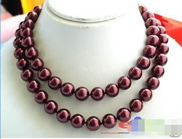 

Hot sell Noble- FREE SHIPPING>>>@@ SA 32" 12MM GRAPE PURPLE SOUTH SEA shell PEARL NECKL NECKLACE
