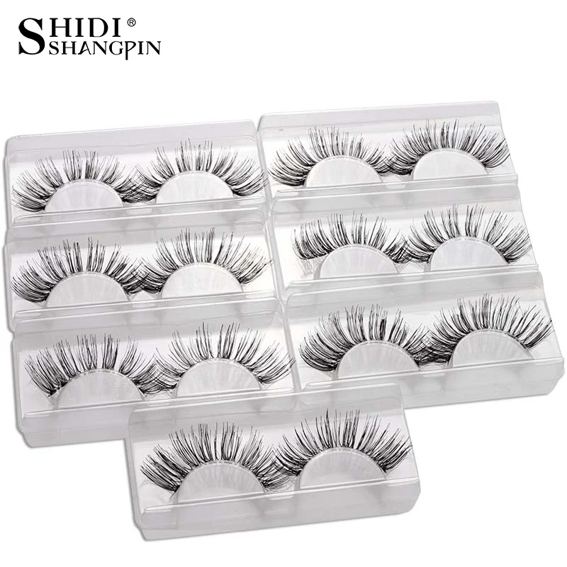

Sales 7 Pairs False Eyelashes Handmade Cross Winged Long Faux Lashes Makeup Eyelashes Fake Eye Lashes for Eye Beauty V-16