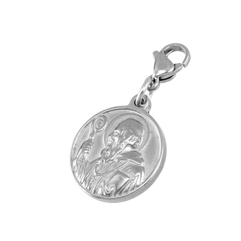

Simsimi Stainless steel 18mm round pendant with Lobster hook The Saint Benedict Medal Pendants solid Tags