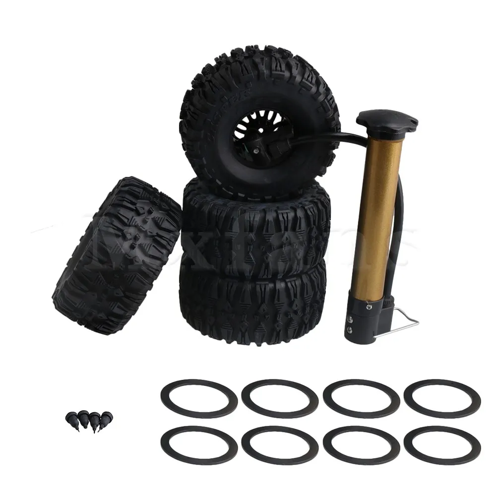 

Mxfans 2.2" 135mm Z Pattern Rubber Inflatable Tire & Beadlock Ring 6 Spoke Wheel Rims for RC1:10 Racing Rock Pack of 4