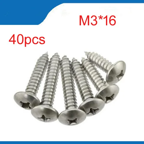 40PCS Stainless Steel 304 Large Flat Head Self Tapping Screws