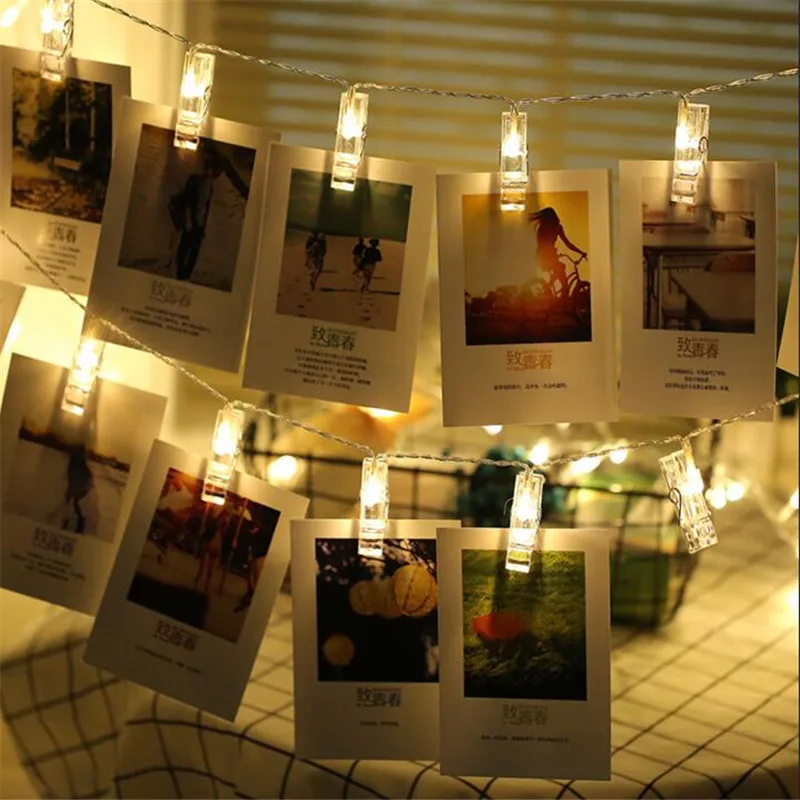 

7.5M 50LED Garland Card Photo Clip battery String Lights for New Year Christmas Festival Party Wedding Lamp Home Decoration