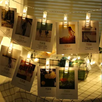 

7.5M 50LED Garland Card Photo Clip battery String Lights for New Year Christmas Festival Party Wedding Lamp Home Decoration