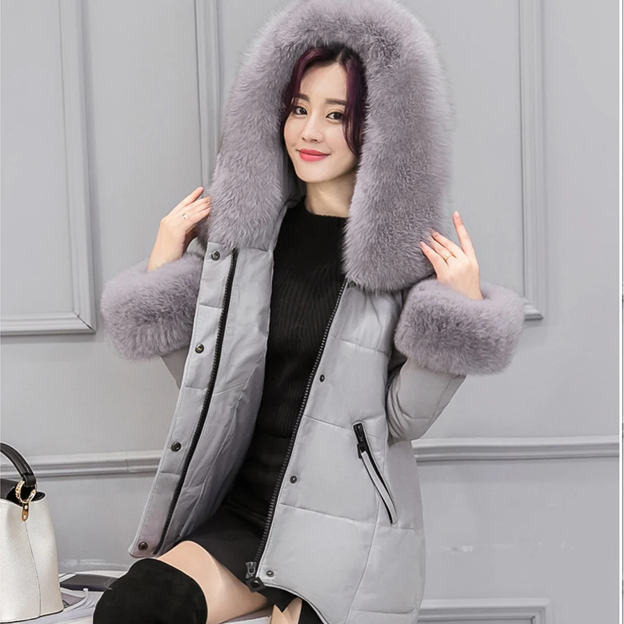 Winter Lady Warm Cotton Parka Fur Collar Hooded Coat Slim Quilted Jacket Hot 