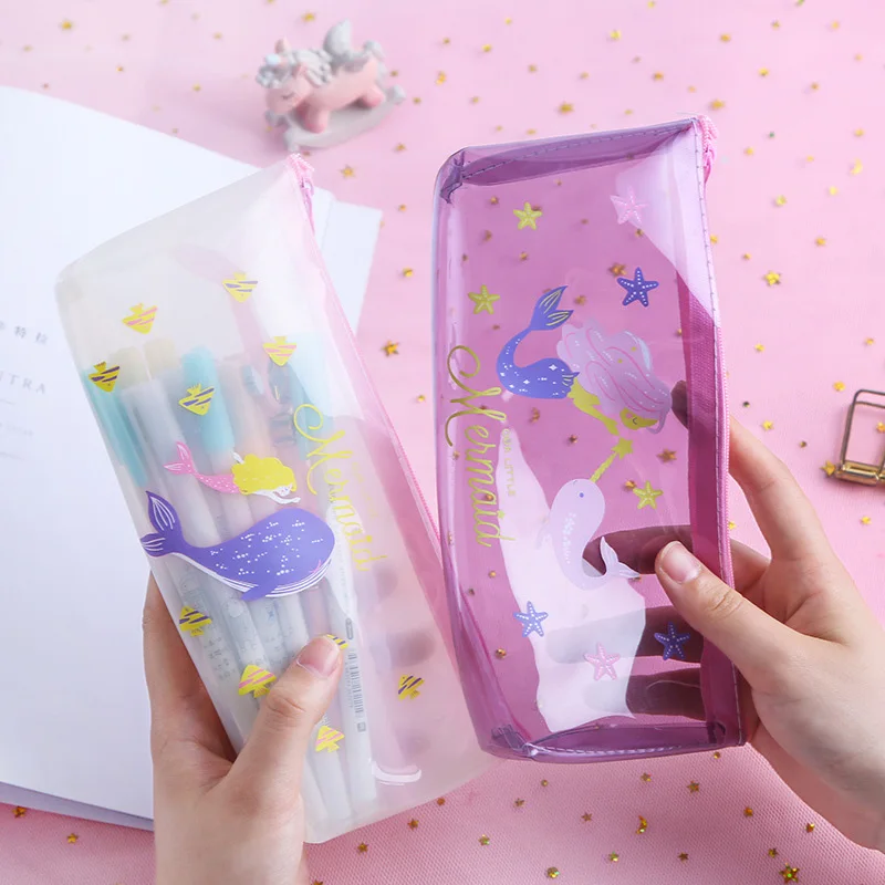 1 шт. Kawaii КИТ пенал для карандашей с милой русалкой Карандаш Чехол большой Ёмкость