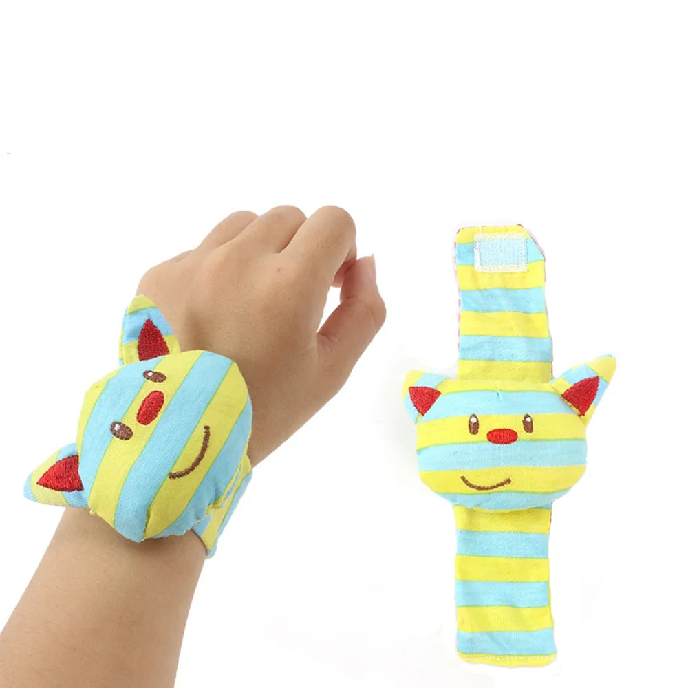 

1 PC Infant newborn Baby Soft Rattles Cat Wrist Handbell animals cotton hand ring a bell Developmental Kids Baby Cat Handbells