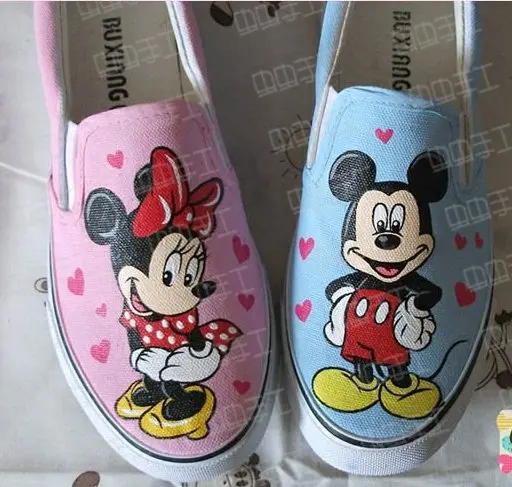 Free shipping! Fashion hand drawing/graffiti [Mickey Minnie mouse] canvas  shoes casual shoes men/women shoes size 35-44,GS_A1239 - AliExpress