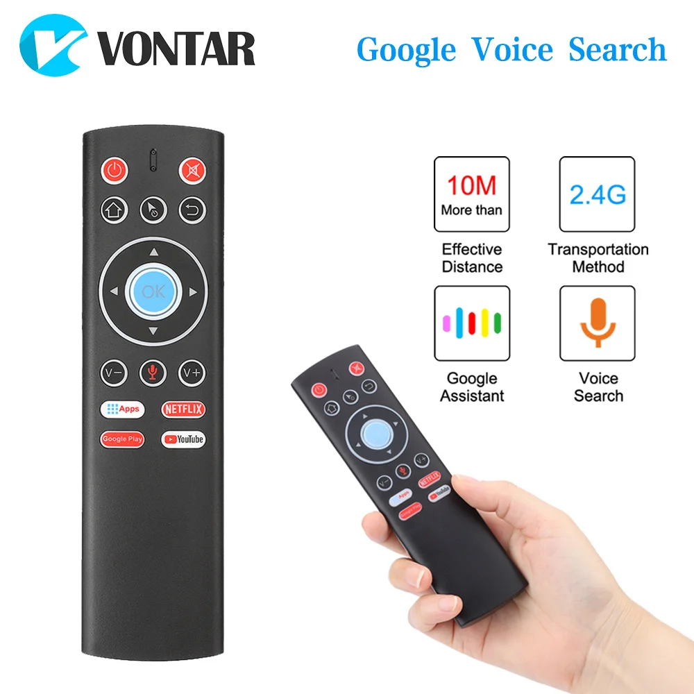 

10pcs Voice Control Remote Air Mouse 2.4G Wireless Control Mic Gyros For Android TV BOX Google Netflix Youtube PK G10 G20S