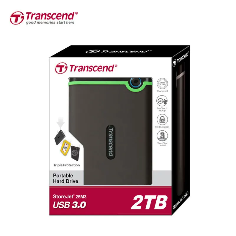 Transcend 2 ТБ StoreJet M3 военный дропшиппинг протестированный USB 3,0 внешний жесткий диск высокая скорость 2," USB 3,0 HDD жесткий диск устройства для хранения - Цвет: Army green