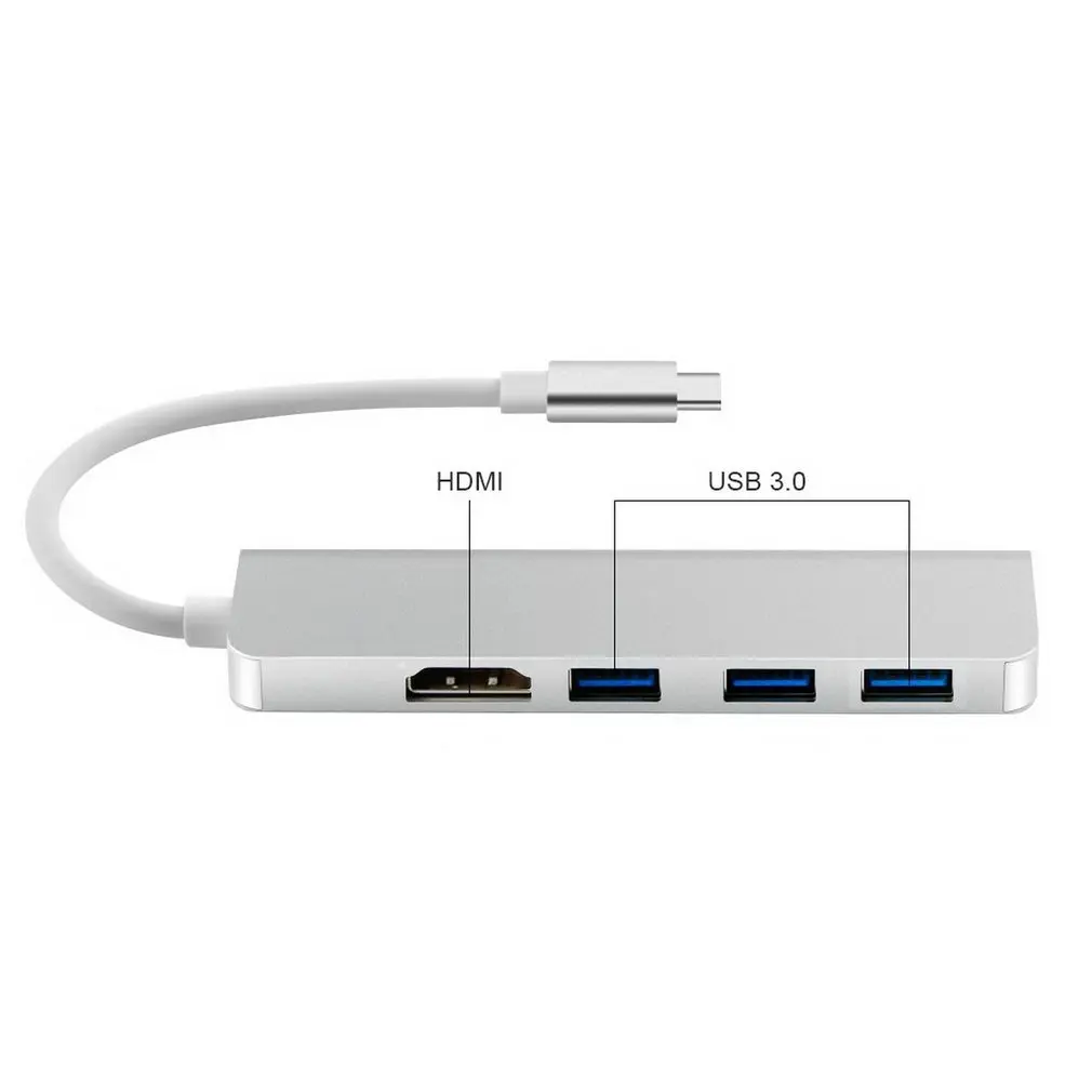 USB-C концентратор type-C адаптер к HDMI 3 USB 3,0, портативный алюминиевый USB C Ключ