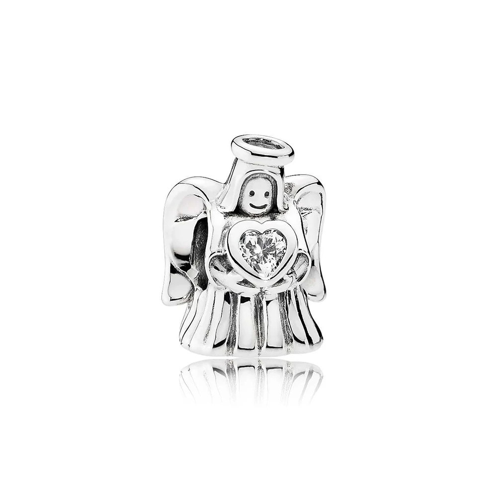 

NEW 100% 925 Sterling Silver Angel of Love Charm Clear CZ Bead Fits Original Bracelets DIY Jewelry For Mother Gift