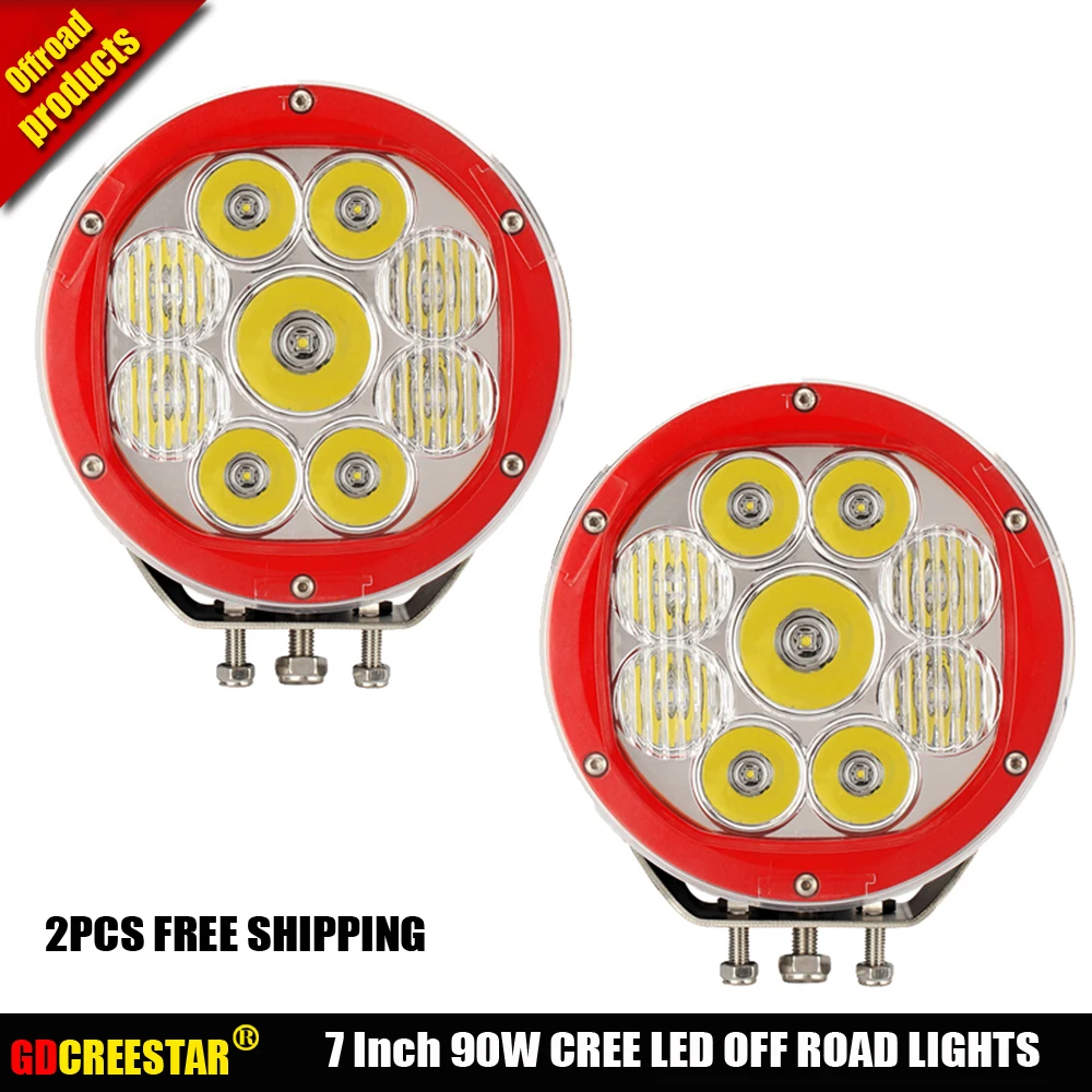 

Round LED Driving Light 90W 10W High Power Spot Beam for Off road ATV UTV Golf Car lighting truck Pickup Ford work light x2pcs