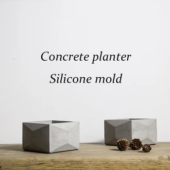 

V003 Square geometry handmade vase silicone mold plants pot cement home decoration concrete planter mold