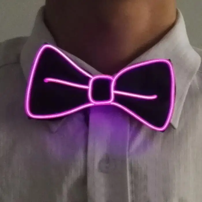 Мода Хэллоуин светодио дный мужчин LED EL провода галстук световой Неоновый мигающий свет до галстук бабочка для клуба косплэй вечеринка