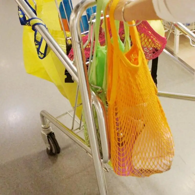 5 цветов, хлопковые рыболовные сумки для покупок, переносные корзины для хранения фруктов, овощей, Сетчатая Сумка, контейнер для игрушек, органайзер, Прямая поставка