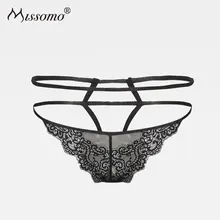 Missomo Woman Solid Black Simple Panty Sexy Bandages Lace Floral Panty Loe-Rise Briefs Erotic Panty Ultra-thin No Trace Panty panty