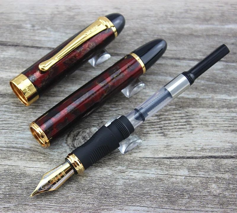 Jinhao темно красная перьевая ручка с золотой отделкой средний наконечник (1