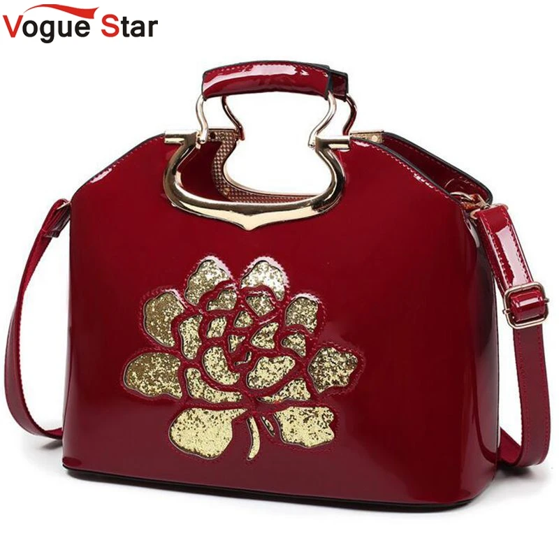

2017 Women leather handbags women bag handbag the new brand patent leather handbags Korea fashion flower shoulder bag LS602