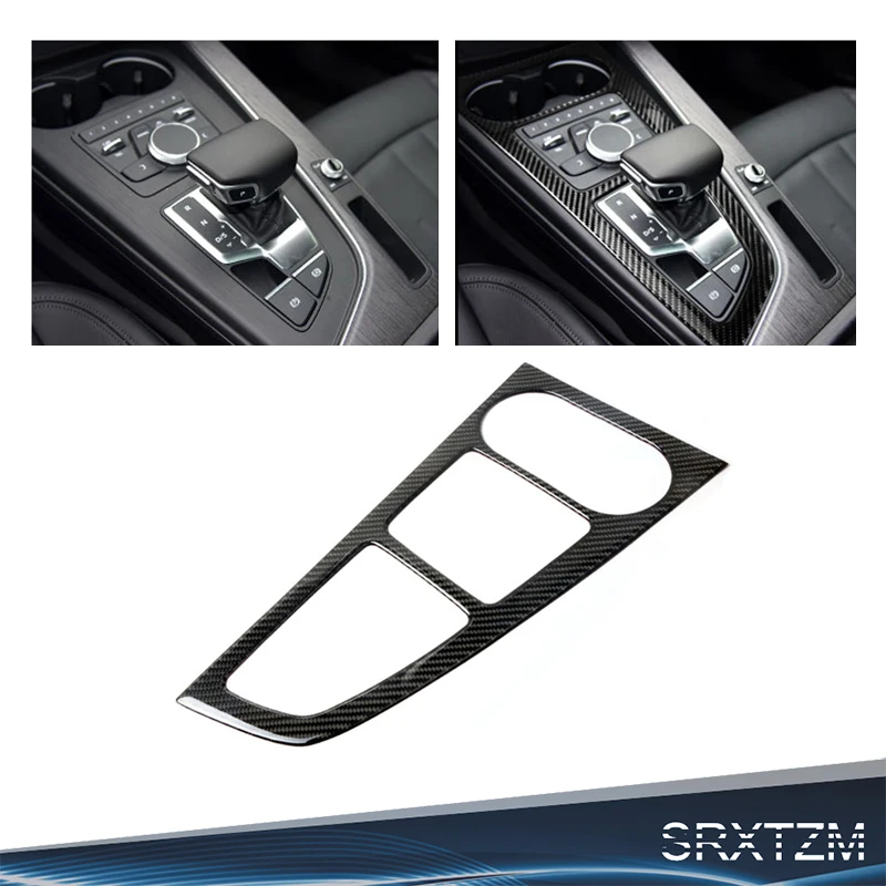 

SRXTZM Carbon Fiber Car Control Gear Shift Panel Decorative Frame Cover Trim For Audi a4 b9 2016 2017 Styling