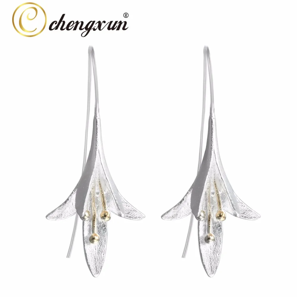 

1/Pcs 925 Sterling Silver Earrings Long Flower Lily of the Valley Dangle Drop Hook Earrings