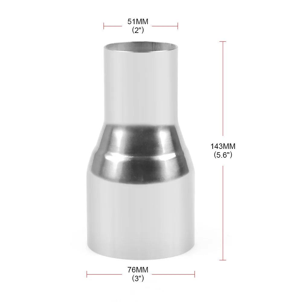 OD:2" 2.25" 2.5" 3" Stainless Tapered Standard Exhaust Reducer Connector Pipe Tube