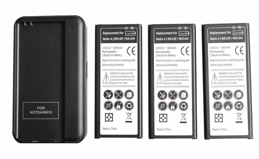 3 шт. 3800 мА/ч, EB-BN910BBE Замена Батарея+ Зарядное устройство для samsung Galaxy Note 4 Характеристическая вязкость полимера SM-N910 N910F N910 N910H N910S