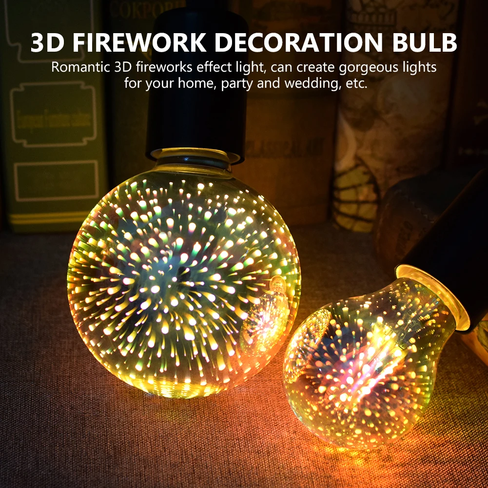 265V 3D Fireworks LED G95 ST64 Edison Bulb Colourful Light Retro Glass Lamp 85V 