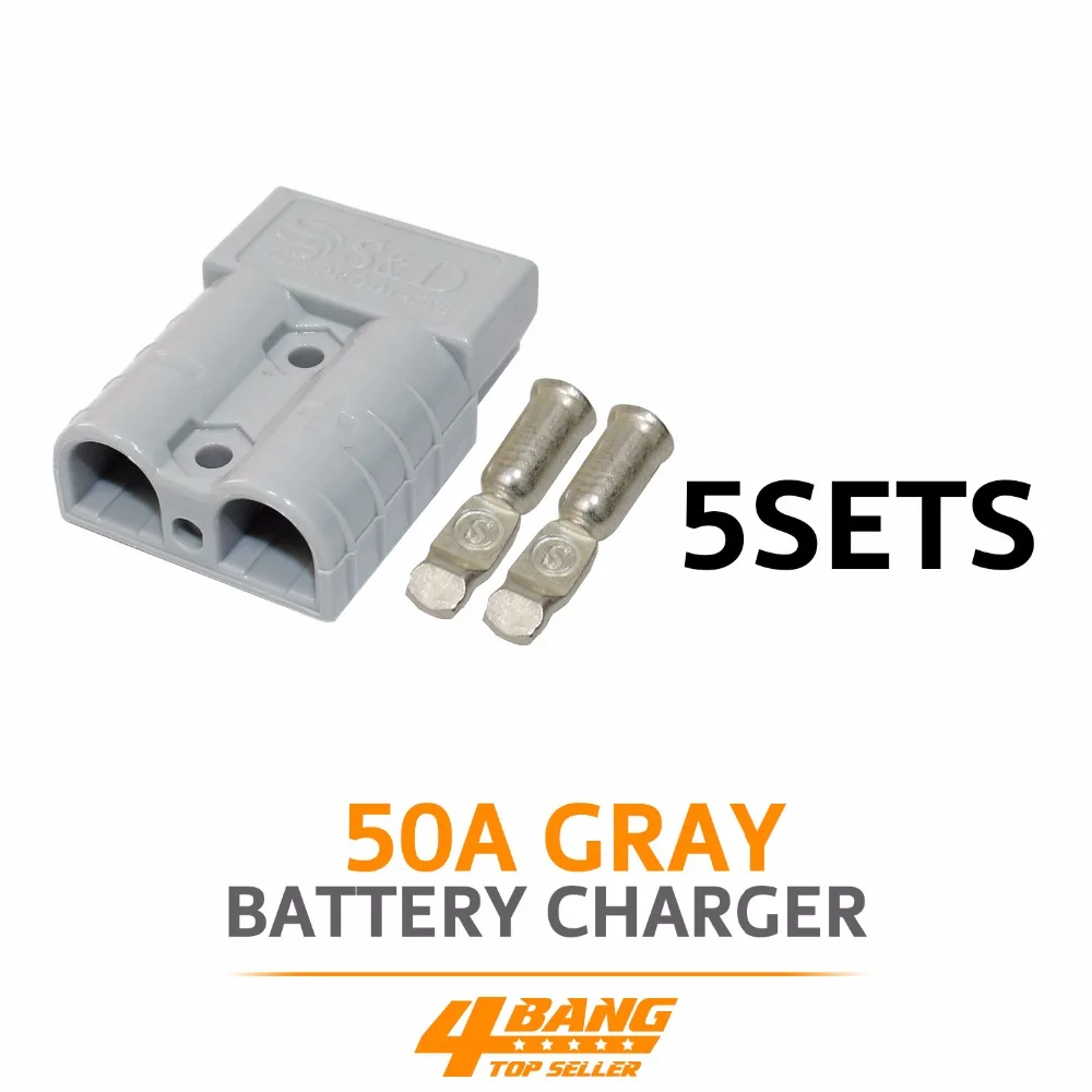 5pcs Quick Connector Forklift 50A Battery Terminal Charger Gray Power Plug Connector in Battery