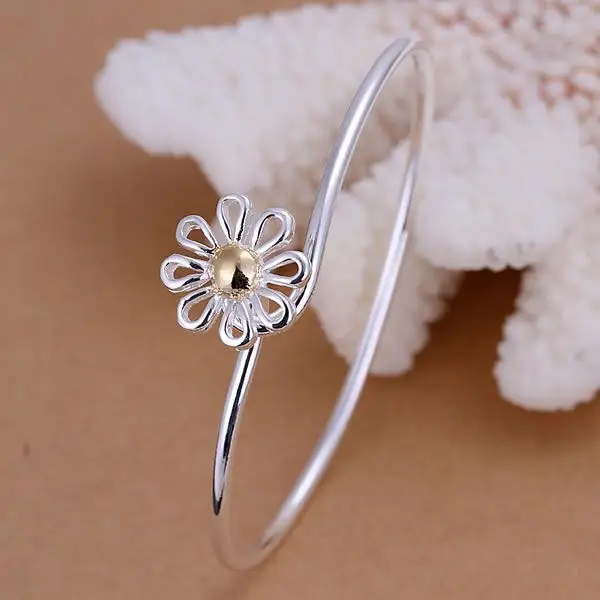 

Free Shipping Fashion 925 Silver Small Chrysanthemum Bangle Bracelet for Women Jewelry Factory Price SMTB111