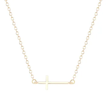 

QIAMNI Elegant 30pcs/lot Wholesale Unique Sideways Cross Necklace for Women and Girls Fashion Simple Gift