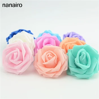 10pcs 7cm Artificial PE Foam Roses Flowers For Home Wedding Decoration Scrapbooking handmade Fake Flower Heads Kissing Balls