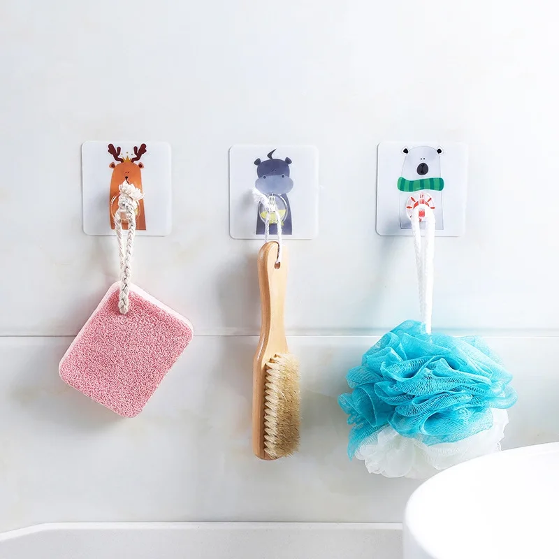

Free Shipping 1 PCS Lovely Animal Shape Traceless Wall Hooks for Bath Ball and Brush Kitchen & Bathroom Convinient Tools