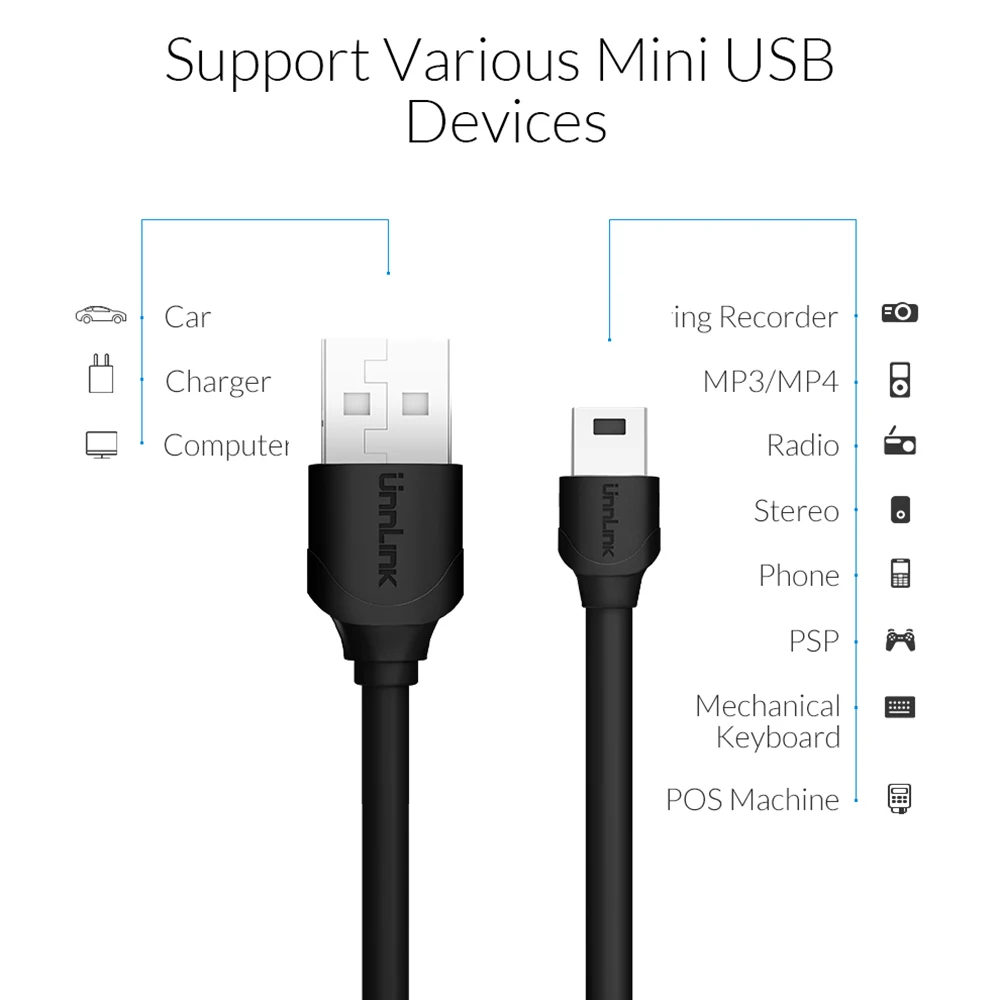 Unnlink البسيطة USB الطاقة كابل 3.5 متر DC 5 V 2A سلك الطاقة كابل إمداد الطاقة الحبل ل مسجل قيادة DVR كاميرا أمامية للسيارات GPS POS