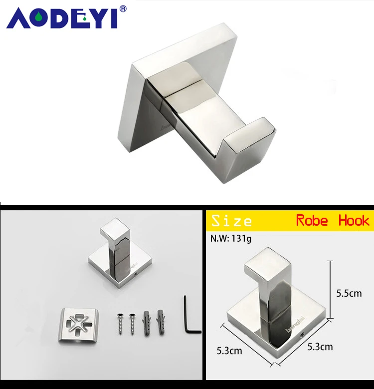 AODEYI SUS 304, аксессуары для ванной комнаты из нержавеющей стали, хромированный держатель для зубной щетки, держатель для бумаги, вешалка для полотенец, полка для ванной, набор оборудования 01-007