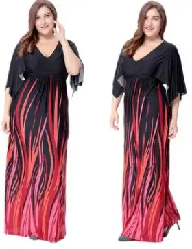 Roupas Femininas Для женщин Летнее пляжное платье с v-образным вырезом половина рукав реглан с завышенной талией плюс Размеры 6XL Maxi dress Vestidos mujer DC972