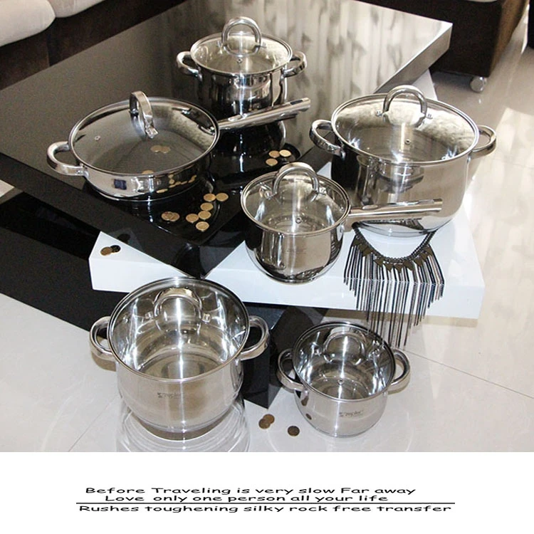 

Composite Stainless Steel Multifunctional 12pcs Cookware Set Non-stick Pan Soup Po